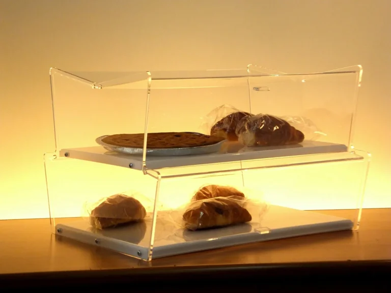 Vetrina per brioches in plexiglass a due piani, modello Castle