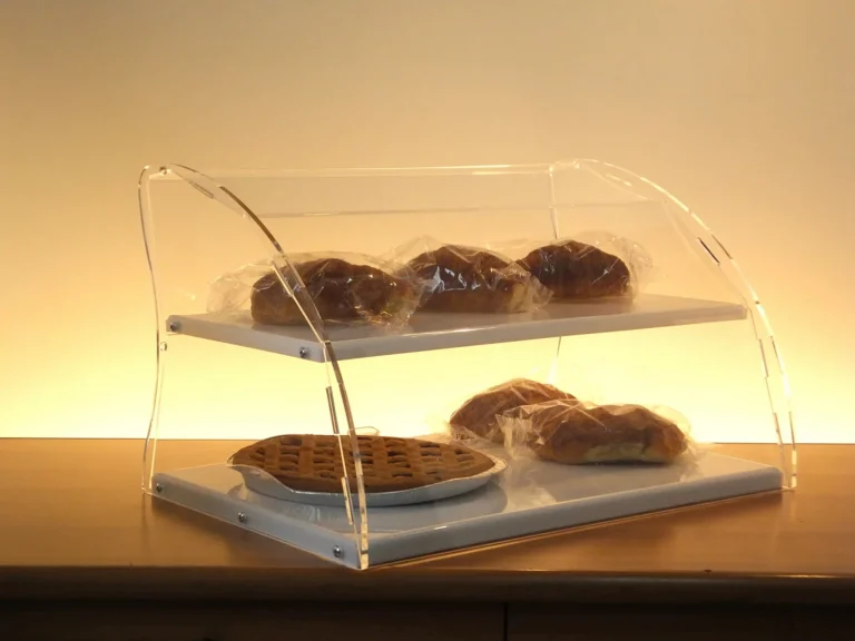 Vetrina per brioches in plexiglass a due piani, modello Sail