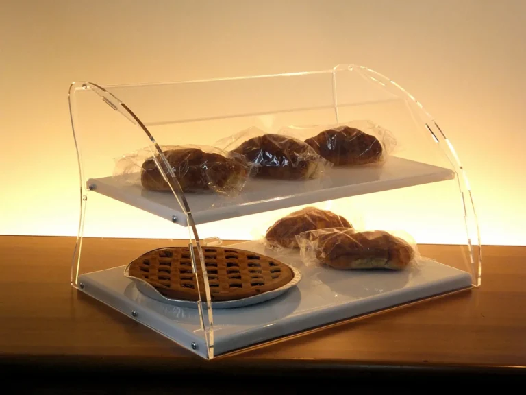 Vetrina per brioches in plexiglass a due piani, modello Sail