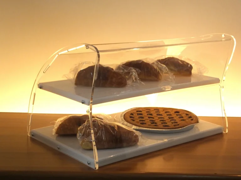Vetrina per brioches in plexiglass a due piani, modello Sail
