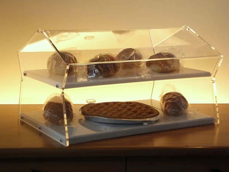 Vetrina per brioches in plexiglass a due piani, modello Star
